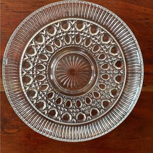 Federal Glass Clear Windsor Button & Cane Chip/Dip Platter-platter only 11 inch